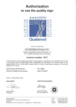 Certificats de qualité fournisseur