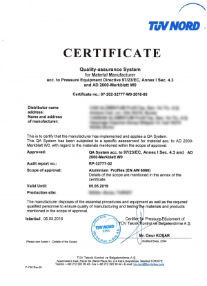 Certificats de qualité fournisseur